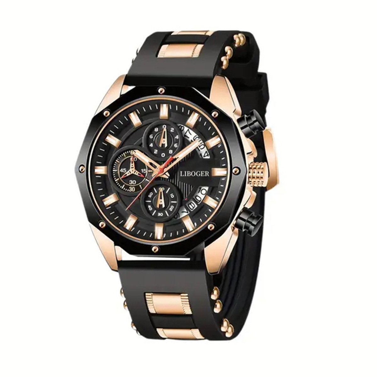 Men's Fashion Silicone Tape Multi functional Calendar Sports Watch_voghion.com
