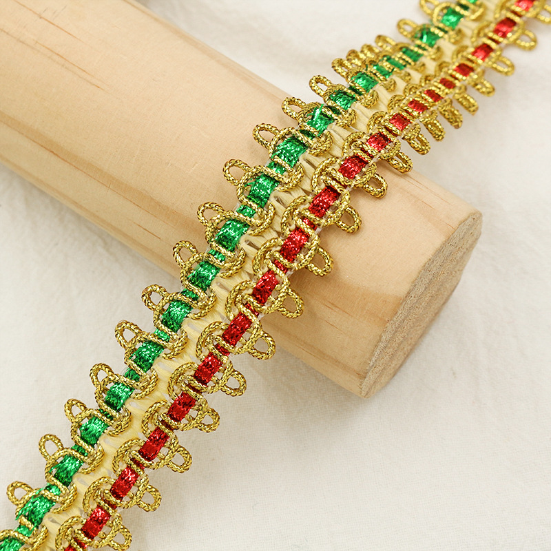 2,5 cm oro y plata gancho encaje correas traje étnico decoración de ropa de escenario equipaje accesorios de iluminación