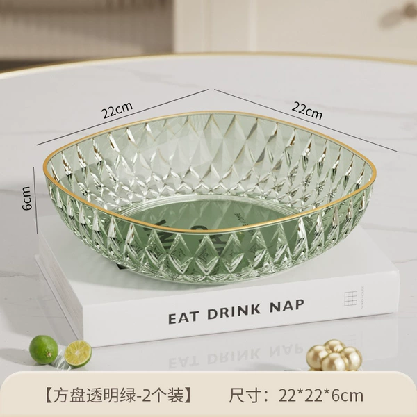 ❀⋄⋄❀Fruit plate [gold edge style] (pack of 2/transparent green)❀⋄⋄❀