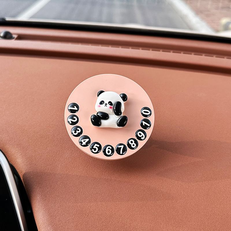 Número de matrícula de estacionamiento temporal del automóvil lindo panda teléfono móvil teléfono móvil placa de matrícula móvil accesorios de automóvil adorno femenino