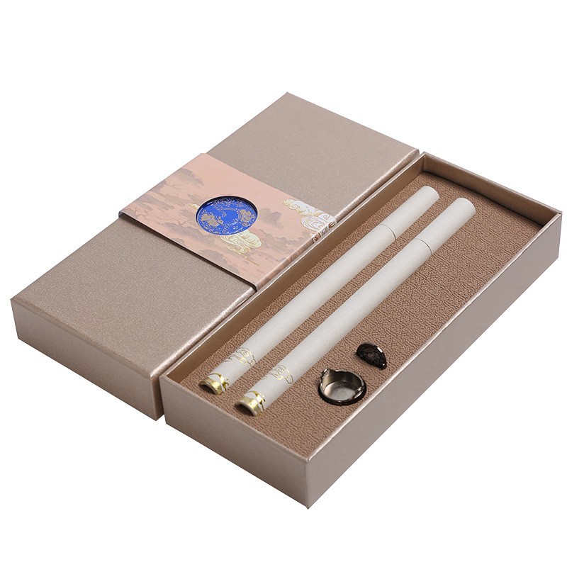 新款双管礼盒天地盖线香沉檀香包装礼盒线香礼品纸盒2支装香筒