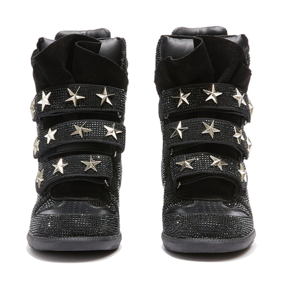 DETW Women's Retro Leopard Print Leather Studded High Top Platform Wedge Heels "Wilderness Leopard Shadow" Hot Selling Item from Overseas_vogvips.com