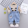 Autumn scarf, top, cartoon sports flower boy costume, overall for leisure, trousers, 2021 collection, Korean style