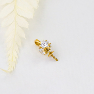 Shifuoyuan 18K Gold Wheel Pendant Pearl Accessories Inlaid with Zircon Jewelry Customizable Bulk Customization Jewelry