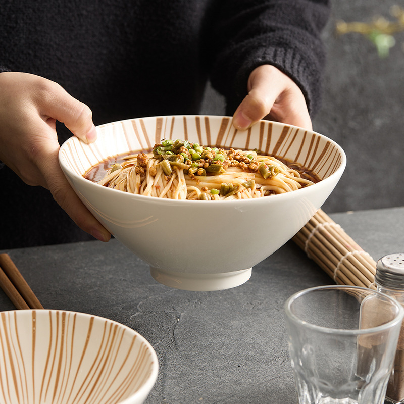 Japanese-Style High-End Gold Radiating Pattern Tableware, Antibacterial and Stain-Resistant, Suitable for Home and Restaurant Use, Rice Bowls, Ramen Bowls, Western-Style Dinner Plate Set
