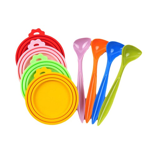 Snack sealing lid plus dog food spoon set silicone can lid pet food lid