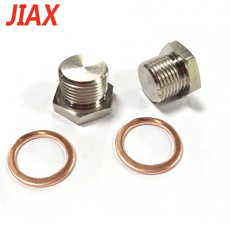 Excluso para autopartes transfronterizas Tapón de aceite hexagonal exterior M18X1.5 con junta Tapón de tapón de níquel galvanizado de hierro Tornillo de tapón de garganta