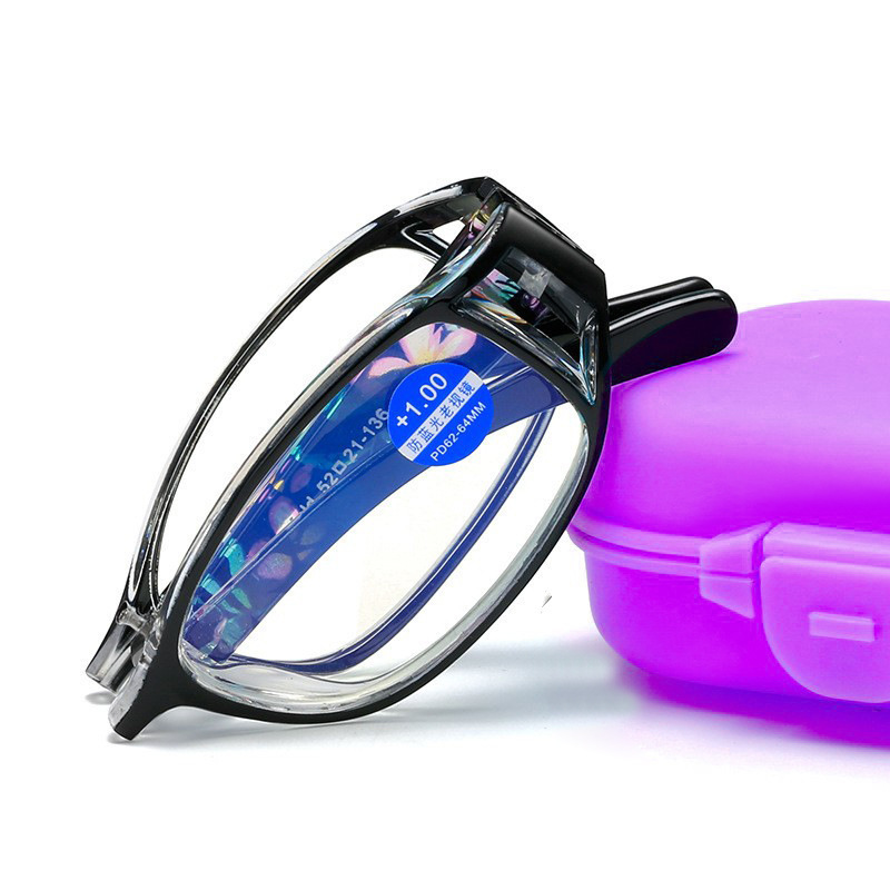 Nueva impresión portátil plegable moda ultra ligera y elegante confortable resina anti-luz azul gafas de edad alta definición