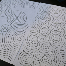 祥云涟漪刺子绣模板薄软板十字茶席杯垫diy画图刷图热消膏白