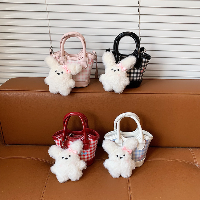 Nuevo tipo de bolso para niños, estilo coreano de moda, bolso de cubo a rejilla, mini bolso de hombro lindo para hombres y mujeres.