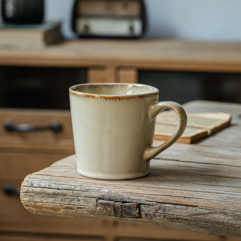 简约小众窑变杯子家用陶瓷马克杯怀旧老式茶水杯美式咖啡杯批发