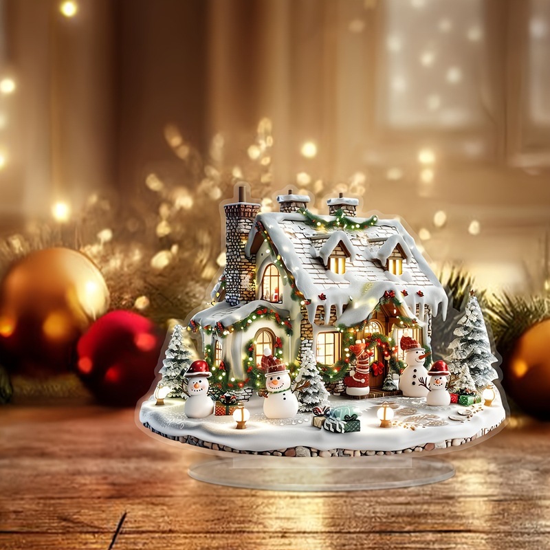 国境を越えた熱品冬の仙境アクリル家は雪だるまとクリスマスツリーのボヘミアン風のデスクトップ展を持っている|undefined