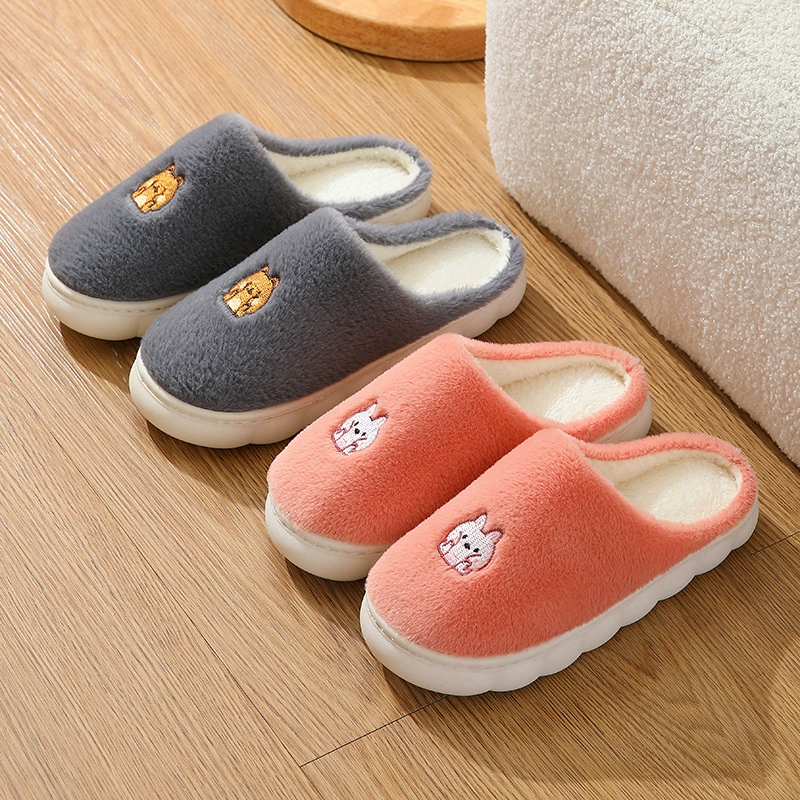 2023 Новые осенне-зимние хлопковые тапочки, мужские бархатные теплые Нескользящие домашние хлопковые тапочки на толстой подошве, женская обувь на Луне