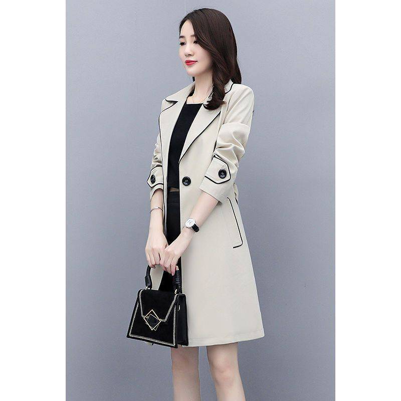 Windbreaker Jacket Women's Mid-Length Autum 2025 New Korean Style Slim Fit Small Women's Coat Spring and Autum