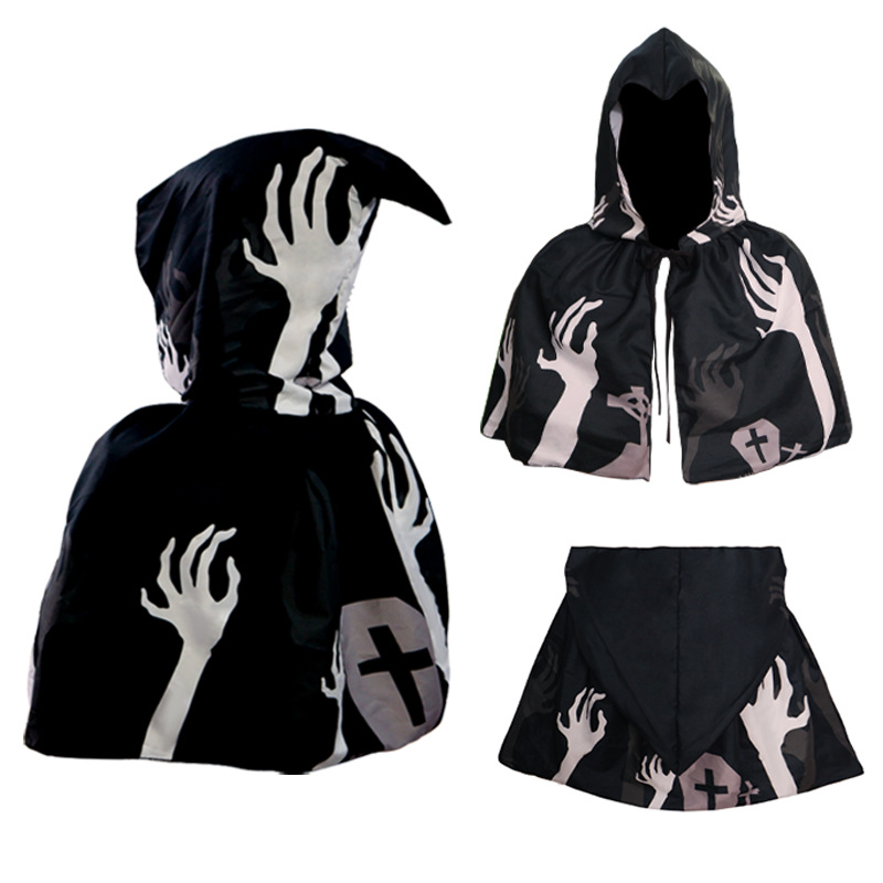 Halloween nueva capa con capuz capa cosplay ropa de maquillaje impresión digital de punto de tela de abrigo