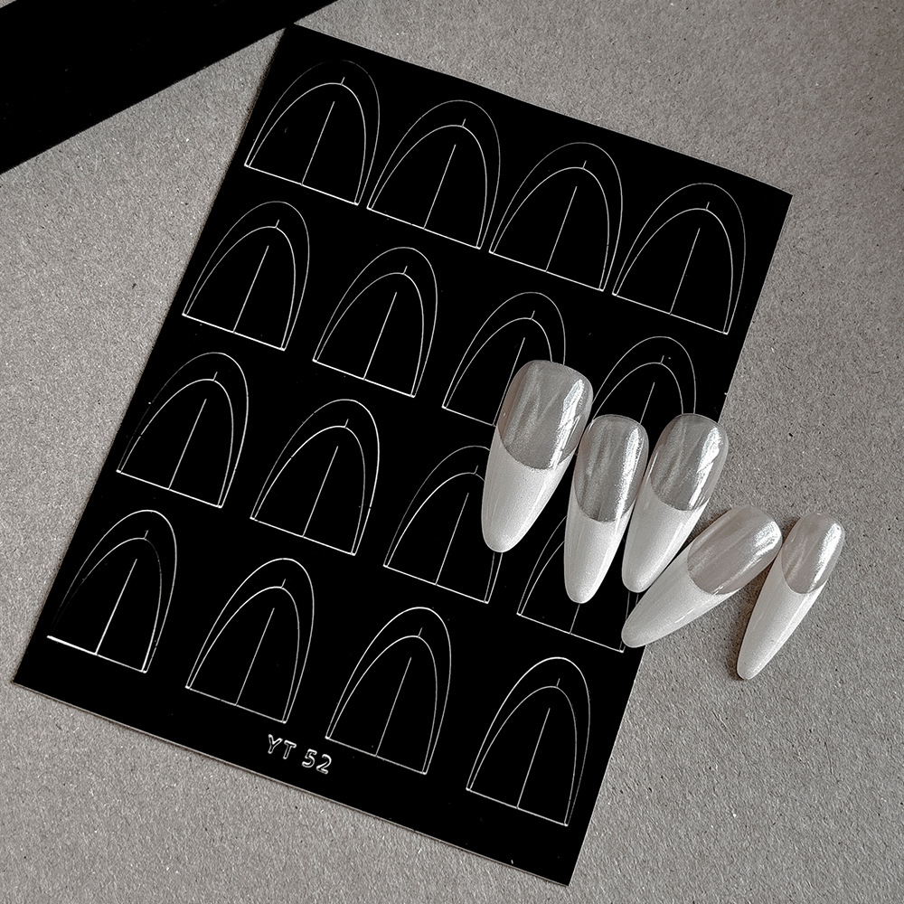 Classic deep U mid-line French nail art stickers fine line auxiliary stickers with adhesive nail decoration wholesale
