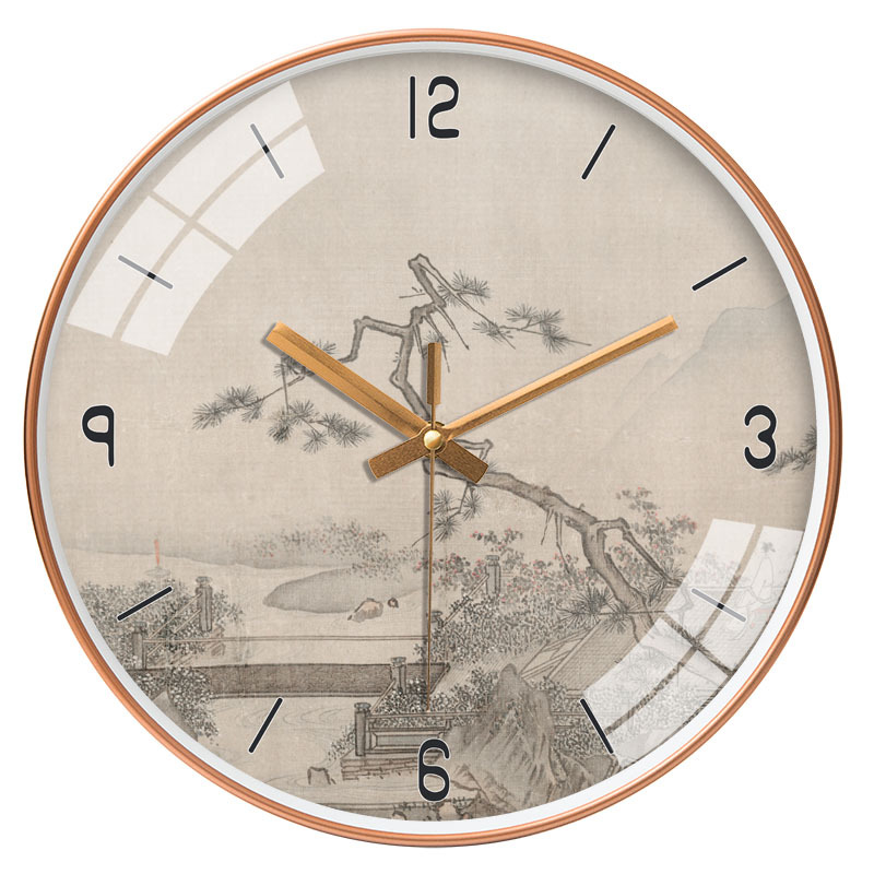 Reloj de pared de estilo chino para sala [20cm/8 pulgadas], diseño creativo moderno y atmosférico, reloj de cuarzo silencioso/artístico
