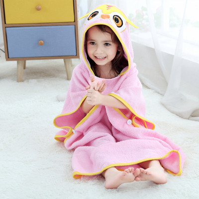 純棉兒童浴巾 寶寶帶帽浴袍鬥篷 嬰幼兒卡通可愛加厚浴巾披風