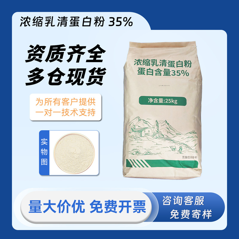 Whey Protein Powder Wpc35 Concentrated Whey Protein Sweet and Mellow Taste Food Grade Protein Content >35%