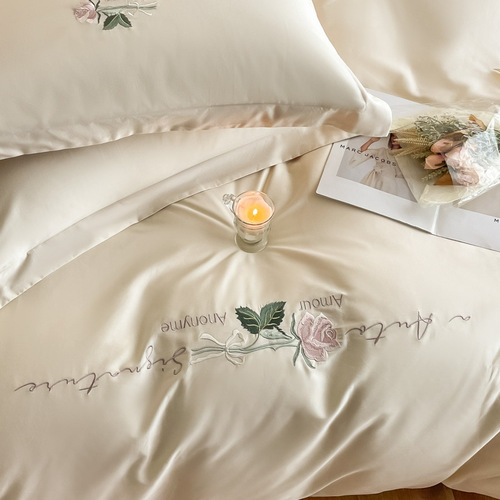 A-class 160-count luxury high-quality long-staple cotton four-piece set pure cotton sheet and duvet cover all-cotton bare sleep skin-friendly bedding set