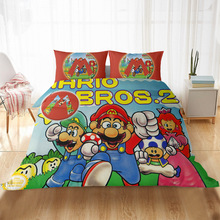 3D数码印花跨境马里奥床上用品三件套四件套亚马逊一件代发