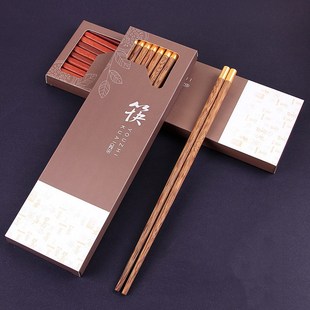 Chicken Wing Wooden Chopsticks 10 Pair Set Wholesale No Paint No Wax Household Solid Wood Chopsticks Red Sandalwood Dome Blessed Chopsticks