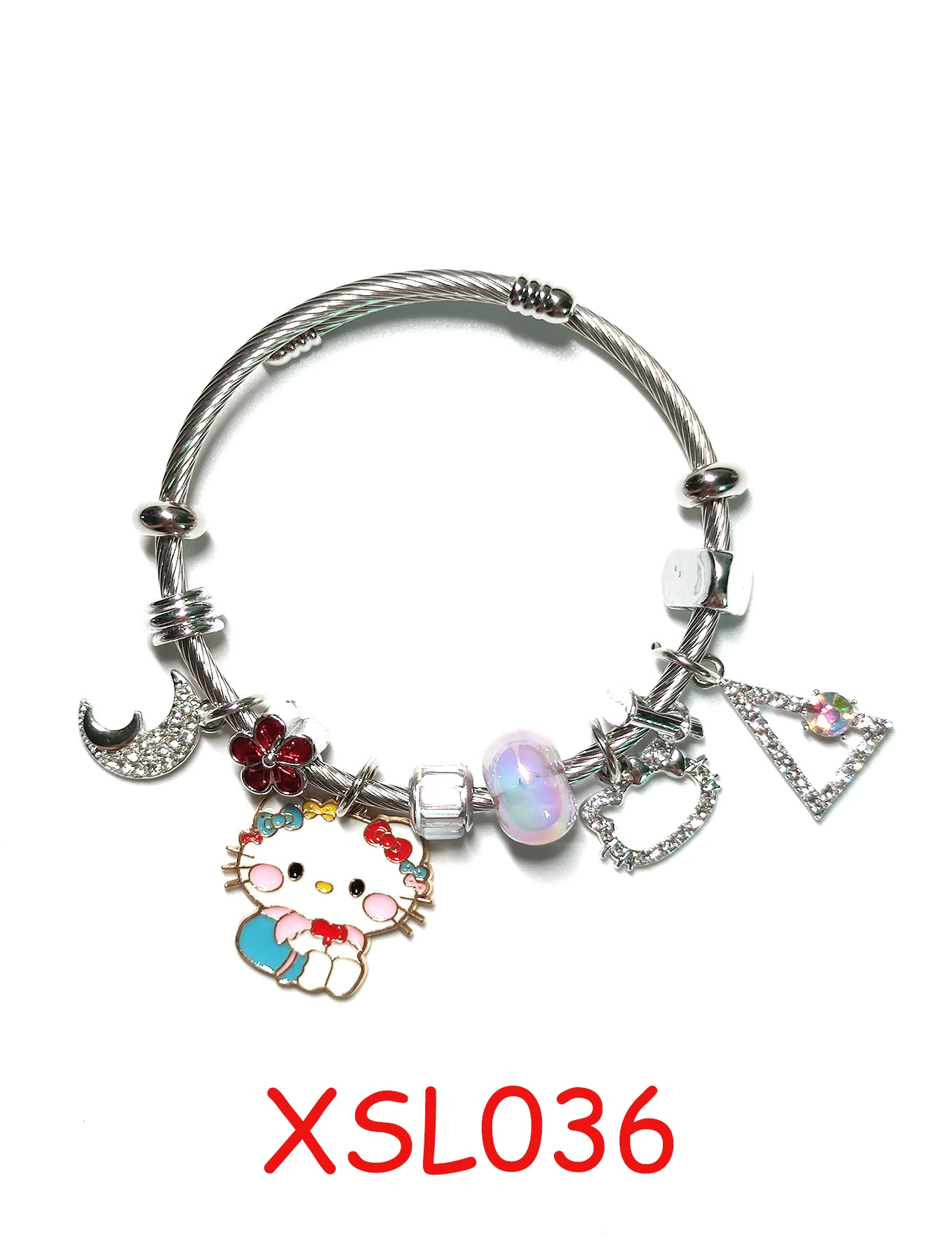 Браслет (Panjia) DIY с крупными отверстиями и подвесками в стиле Hello Kitty, 9×7×3 см