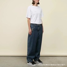 D BAGGY  PANTS 街头滑板宽松男女宽松阔腿厚板洗水牛仔长裤男裤