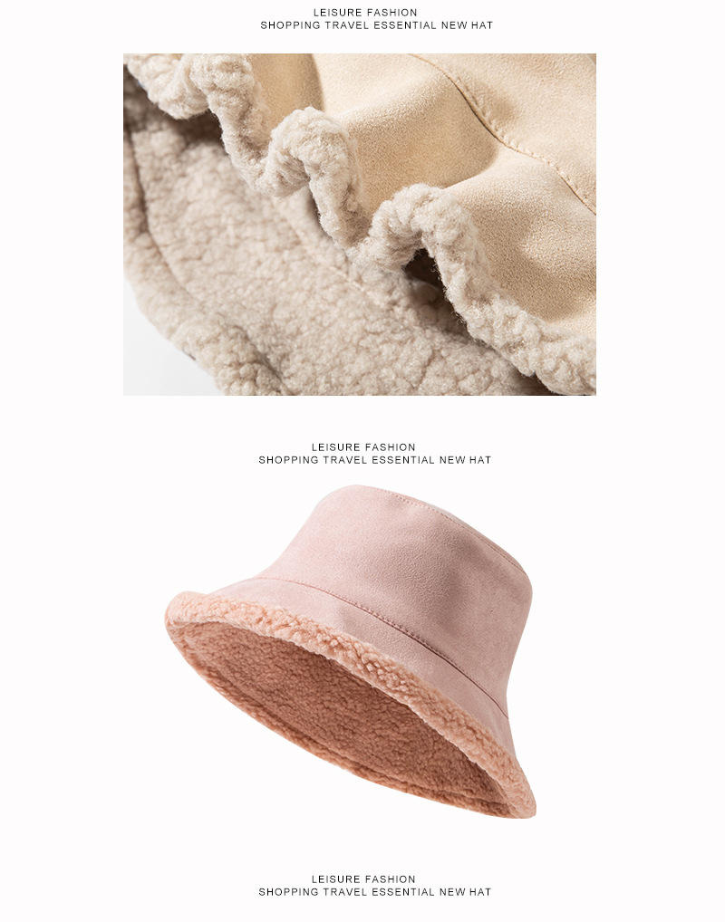 Secchio Instagram da indossare su entrambi i lati, cappello da pescatore in pelliccia di agnello ispessita, orecchio caldo autunnale e invernale per bambini_voghion.com
