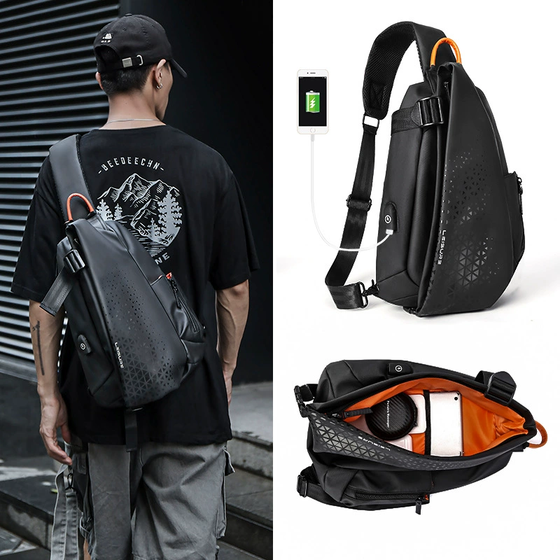Men's shoulder bag, capacious chest bag, backpack