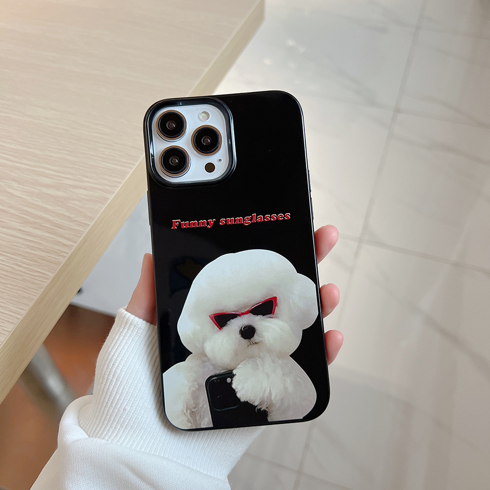 Mobiiltelefonide tarvikud Niche'i moebrändi koer, mis sobib 13promaxi mobiiltelefoni ümbrisele iPhone 16 11 must XR Creative 15 pehme ümbrisega 14_voghion.com