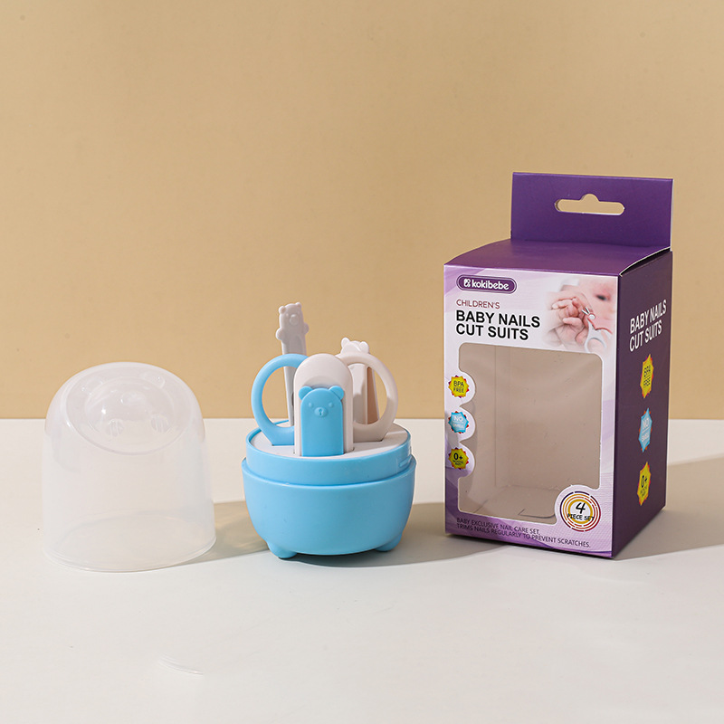 Set de Cortaúñas para Bebé de 4 Piezas de Plástico y Acero Inoxidable, para Cuidado de Bebés