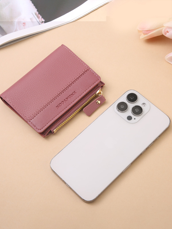 ファッショナブルな新しい女性用ショートウォレット、さまざまなコントラストカラーのショートウォレット、ジッパー、マルチカードスロット小銭入れ、メーカー卸売|undefined