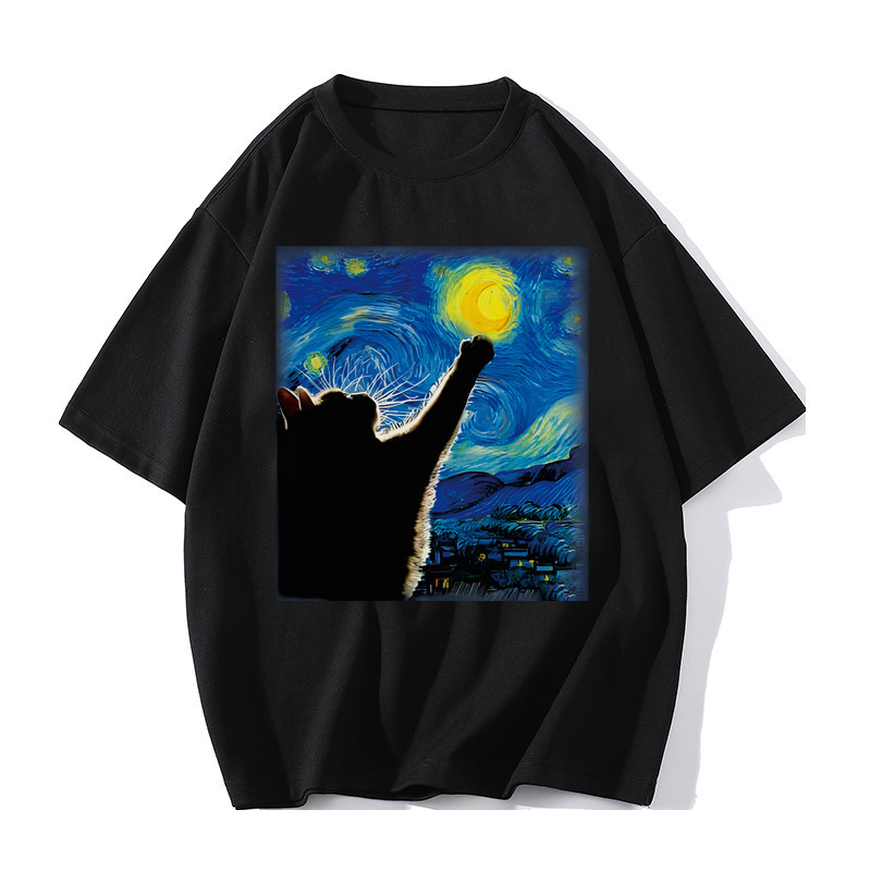 Verano Y2K tops de mujer casual retro de manga corta niña suelta cuello redondo camiseta negra Pedido mínimo de una pieza