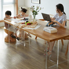 设计师创意实木简约长桌网红亚克力悬浮餐桌家用岛台洽谈桌工作