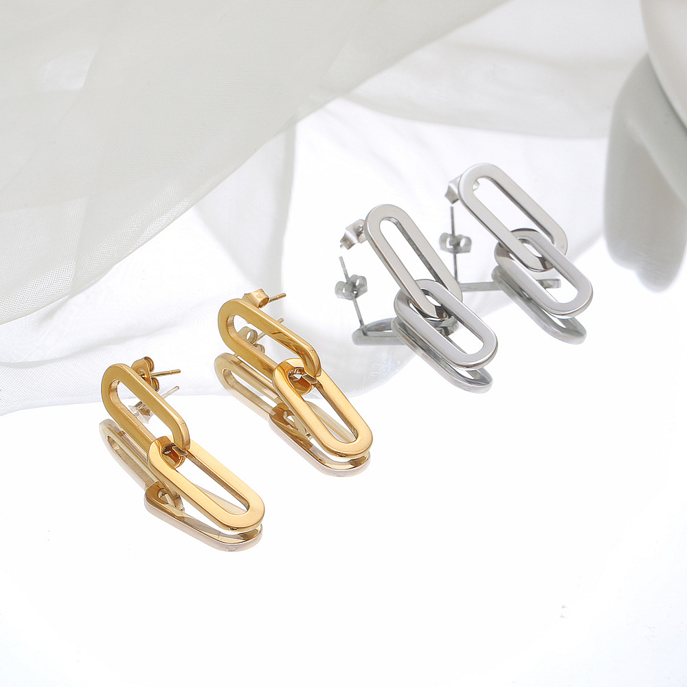 Simple Style Geometric Titanium Steel Drop Earrings Gold Plated Stainless Steel Earrings display picture 1