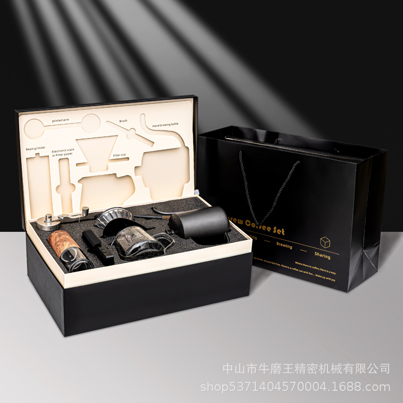 Juego de café hecho a mano núcleo de cerámica máquina de café de molienda a mano caja de regalo al aire libre hecho a mano combinación de molinillo de frijol regalo