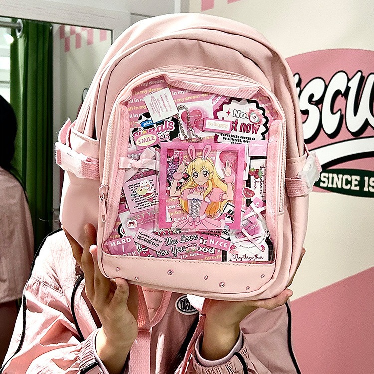 日常透明吧唧徽章二次元少食量痛包学生书包女大学生百搭休闲背包