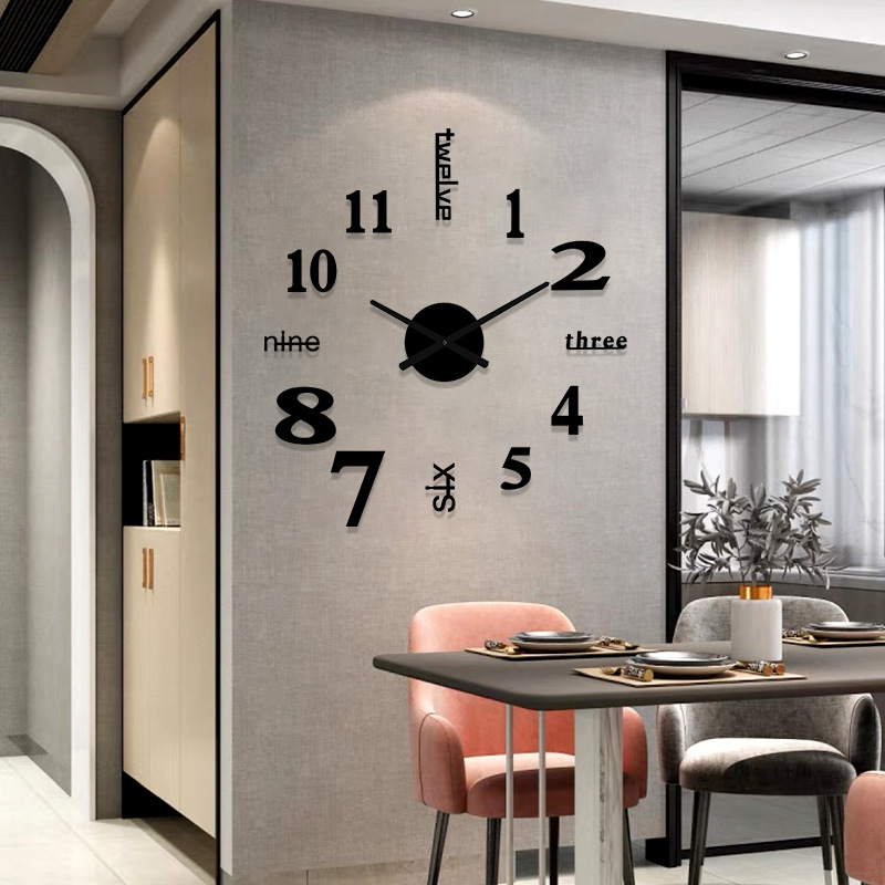 Modern Wall Clock Living Room Home Wall Digital Silent Clock Simple Personalized Wall Hanging Bedroom Luminous Clock Decoration