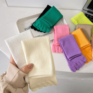 Five-finger socks children's pure cotton summer thin stockings ins trendy solid color all-match autumn and winter antibacterial mid-tube toe socks