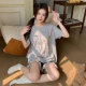 Pajamas Women's Summer Thin Short-sleeved Shorts Cartoon Crewneck Sweet Cute Girl's Home Clothes Two-piece Outfit