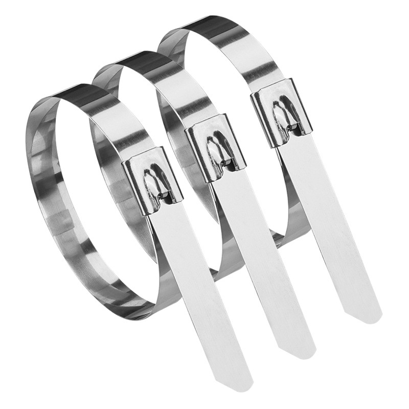 304 de acero inoxidable de la atadura de cables 4,6*300 de autobloqueo de metal marina atadura de cables al aire libre de alta temperatura resistente de la atadura de cables correa de acero