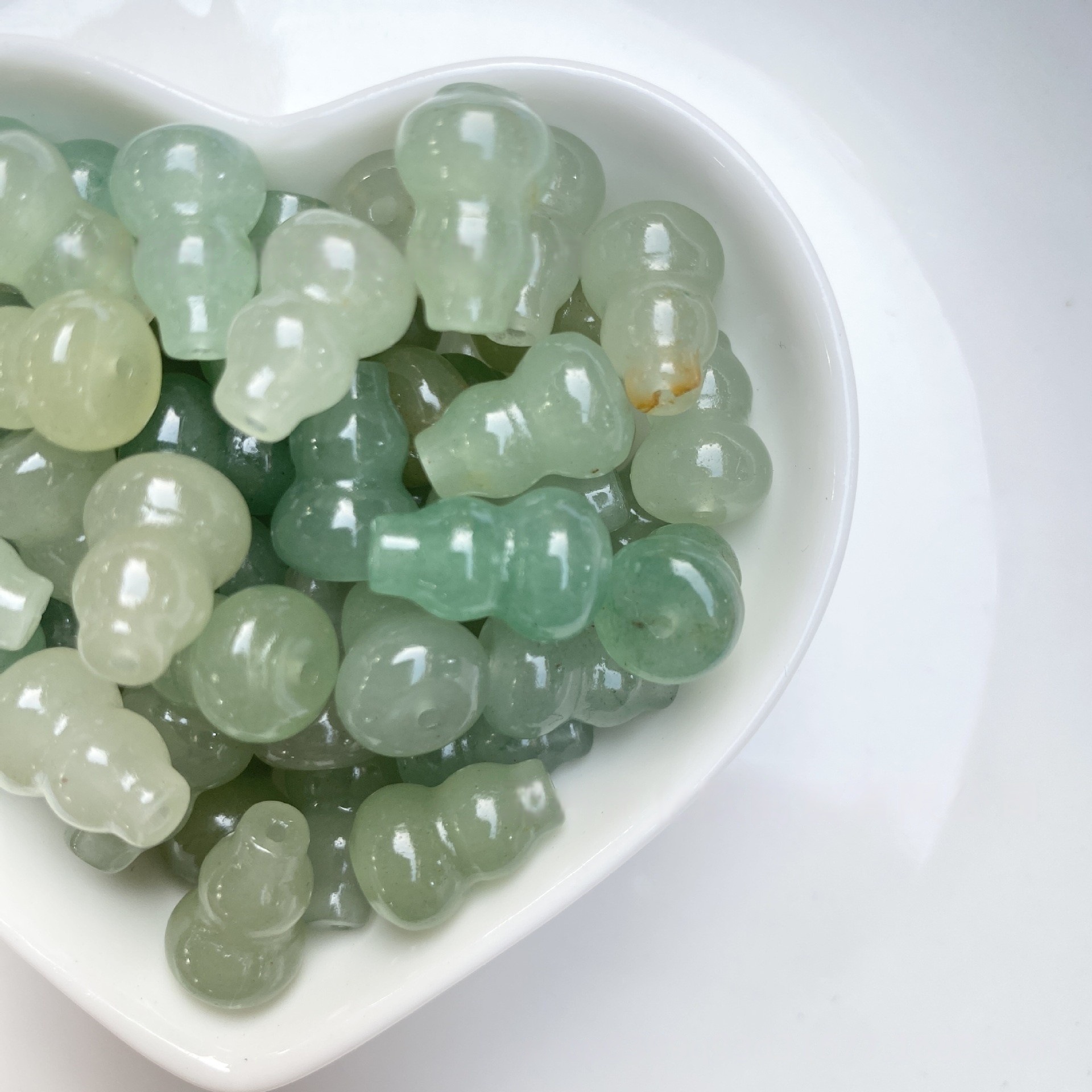 新疆清白糖料和田玉碧玉小葫芦配饰散珠吊坠DIY配件手链文玩饰品