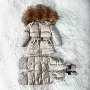 Winter European and American Children's Down Jacket Children's Down Jacket Set Wool Collar Thickened Warm Two-piece Set