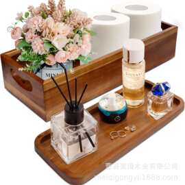 跨境木质收纳盒卫生间毛巾卫生纸收纳盒香薰香水摆放架零售托盘
