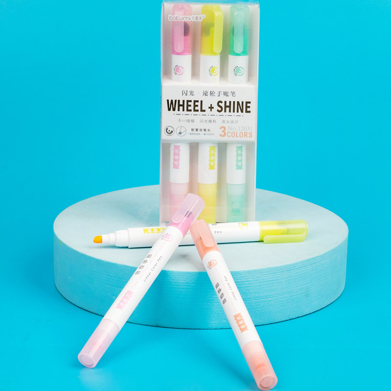 12031H pluma fluorescente lindo estudiante flash mano cuenta pluma rueda mano cuenta pluma no cubre palabra encaje contorno pluma