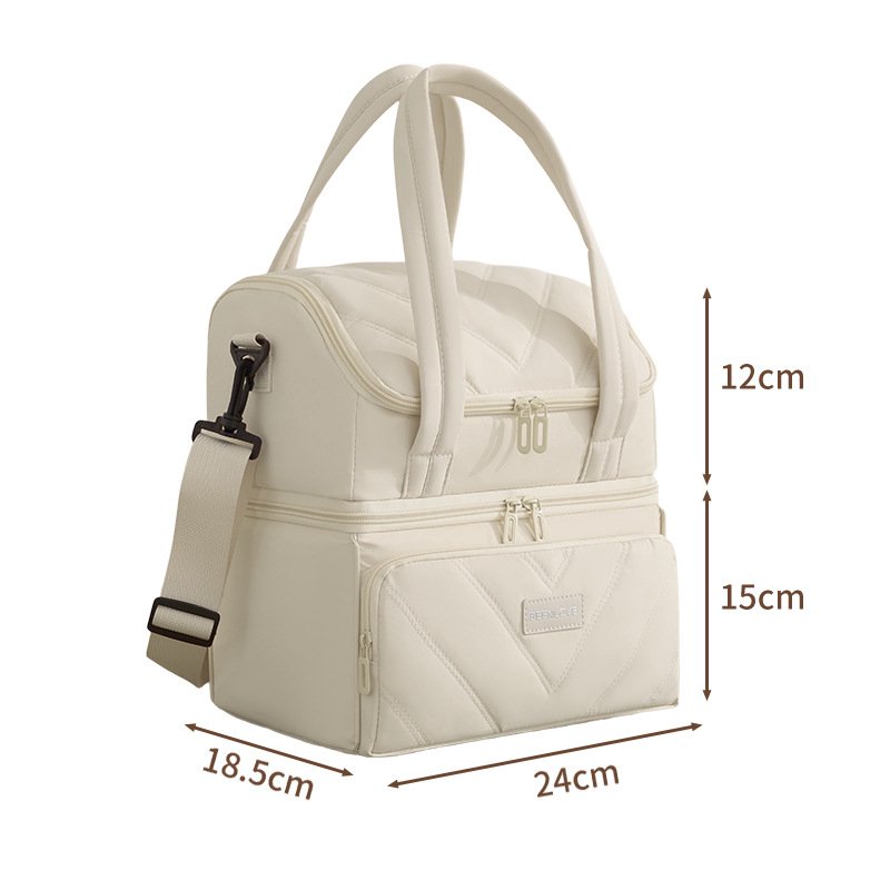 Amazon doble bolsa de almuerzo transfronteriza de gran capacidad bolsa de almuerzo de almuerzo de almuerzo de camping bolsas de aislamiento de hombro portátiles