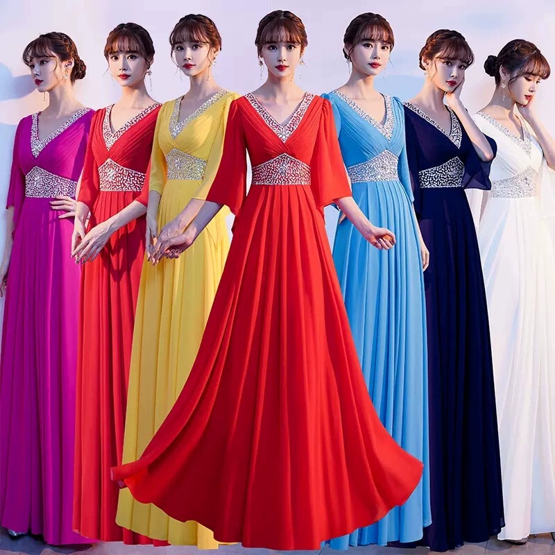 Choir Performance Dress for Women, Long Gown, 2026 New Model, Host Dress, Elegant Banquet Evening Gown, Dignified and Grand