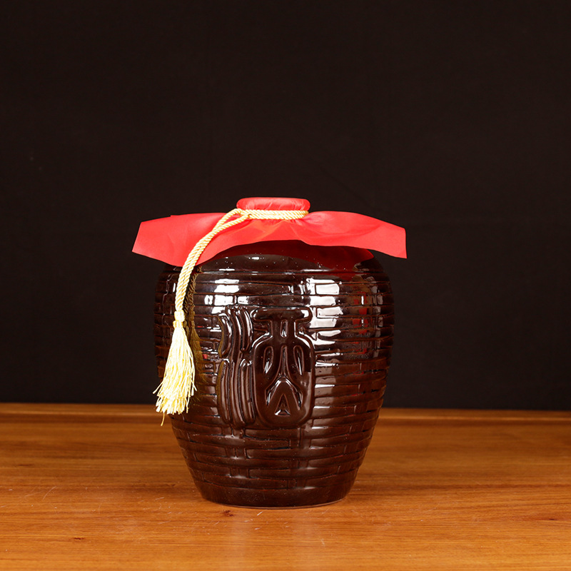 10斤装酒坛子陶瓷罐酒壶仿古竹编带酒字十斤土陶空酒瓶窖藏白酒瓶