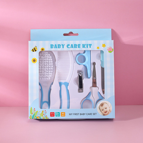Factory wholesale cross-border hot selling baby care 6-piece brush and brush combination baby nail clipper set
